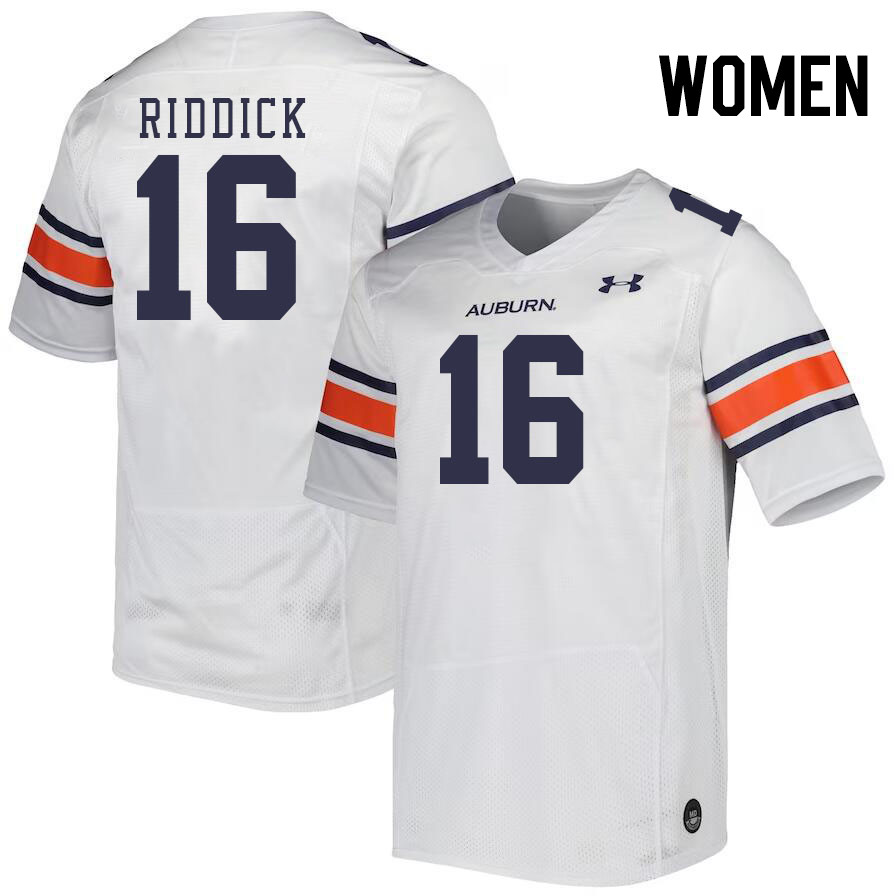 Women #16 Demarcus Riddick Auburn Tigers College Football Jerseys Stitched-White